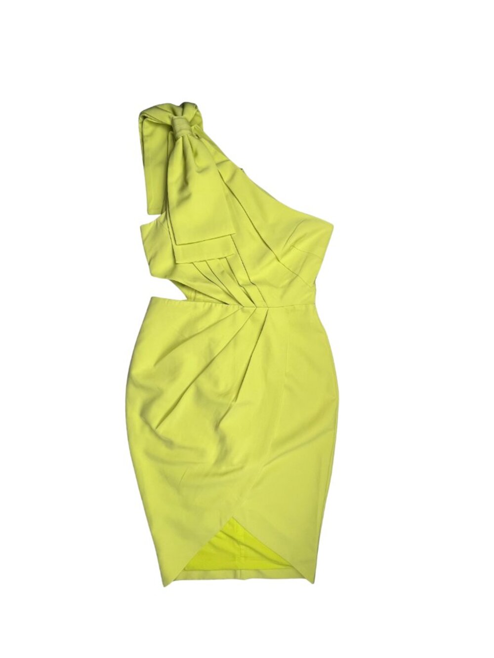 Lavish Alice US 8 Lime Green One Shoulder Cutout Bow Midi Dress